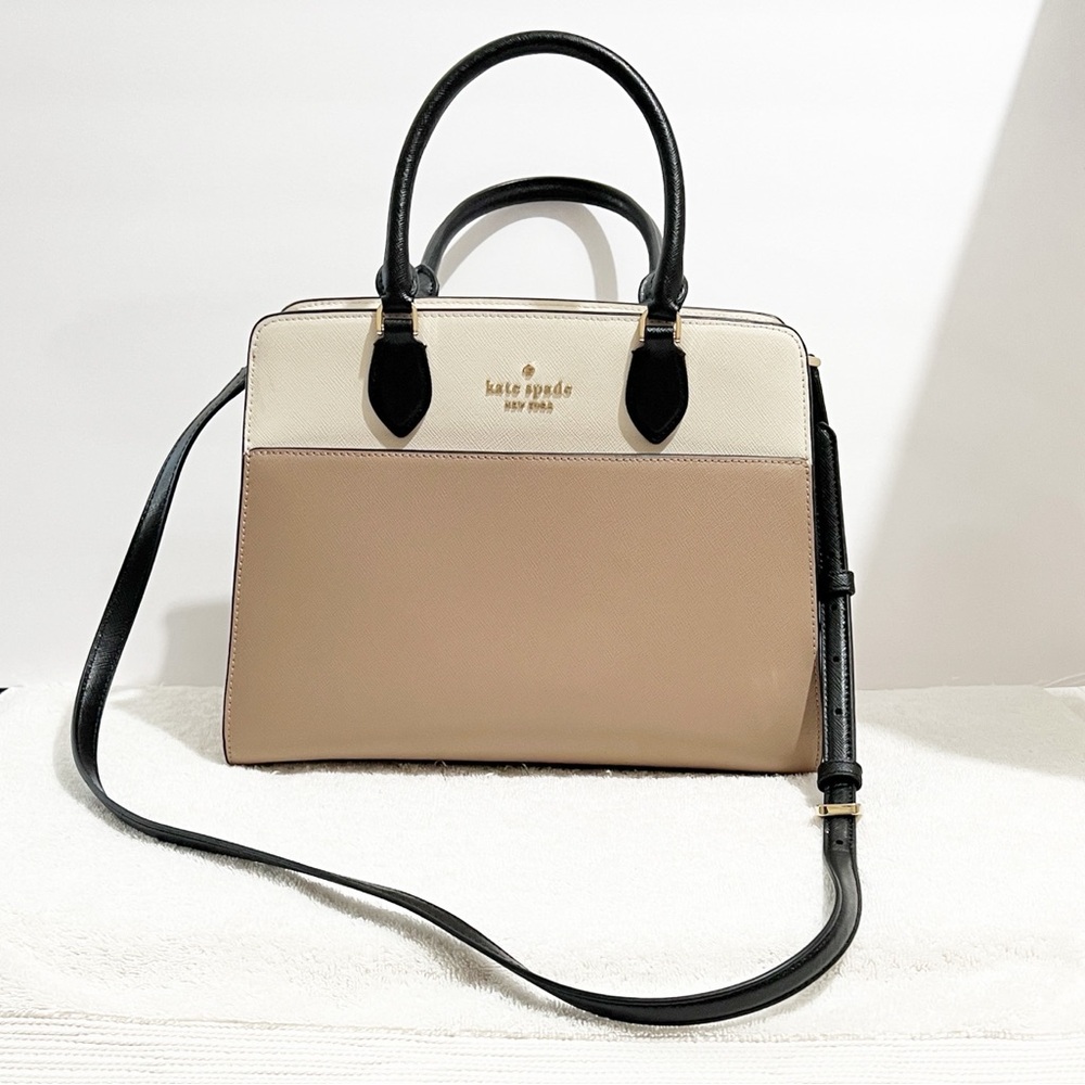Kate Spade Satchel Bag Neutral Color Block Career Travel Office Boho